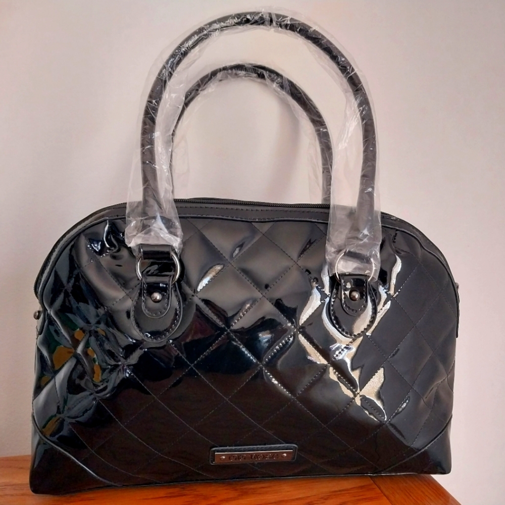 GG Rose Rock Rebel goth black vinyl quilted spider purse - Picture 2 of 11
